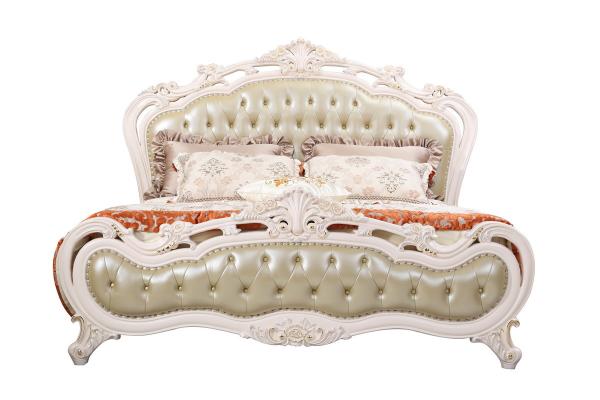 Joyful Ever Classic bedroom furniture leather upholstered and Flower craft Headboard Bench