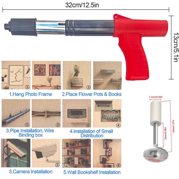 Max Nail Length 1 1/2IN Low Noise Manual Concrete Nail Gun Cartridge Mini Ceiling Tool