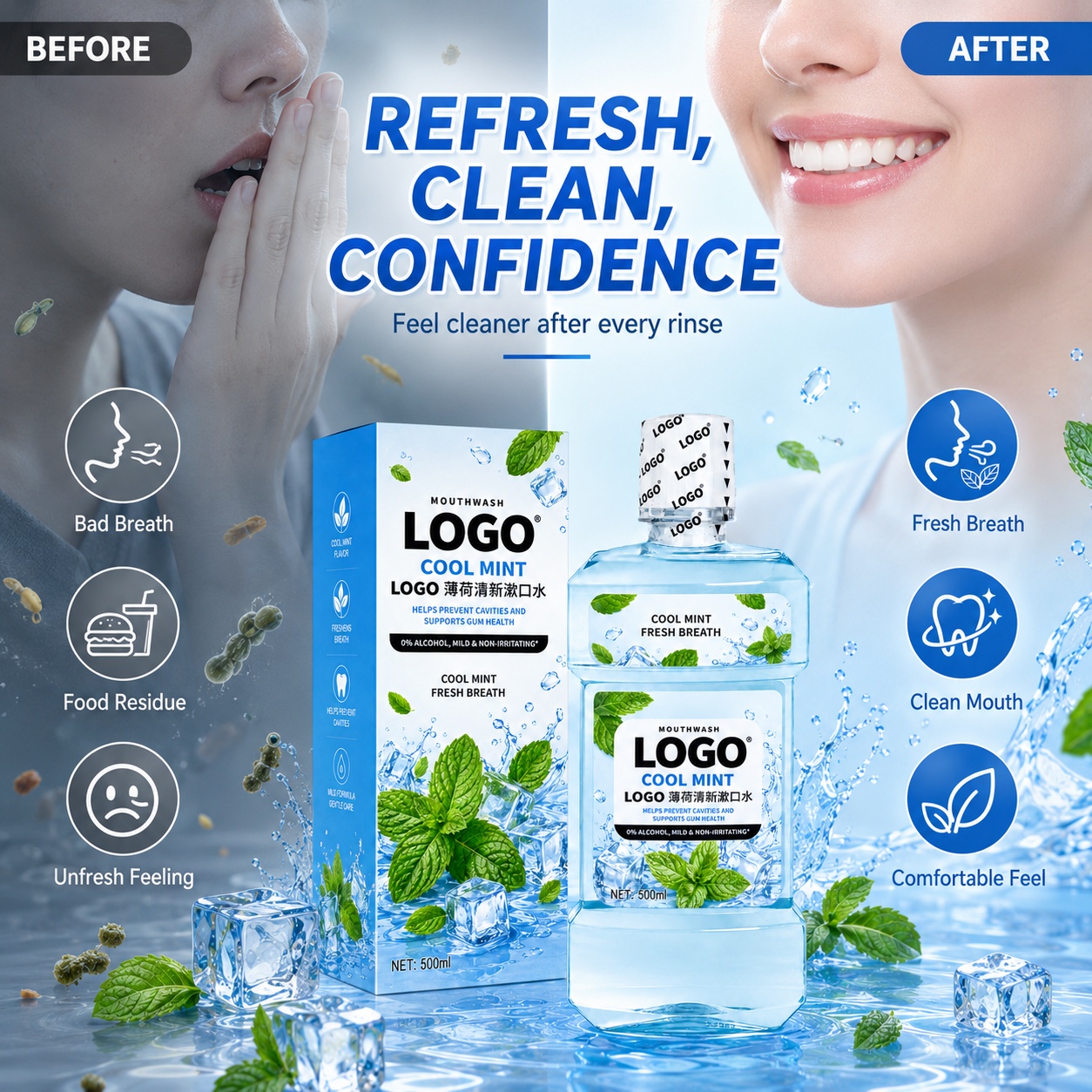 OEM Private Label Peach Flavor Mouth Freshener Spray Long Lasting Fresh Breath Portable Oral Spray Daily Use