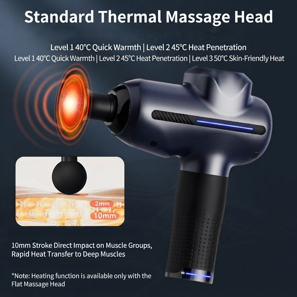 ZN--BM06 Professional Deep Tissue Electric Massage Gun with 3-Level Thermal Heating Therapy