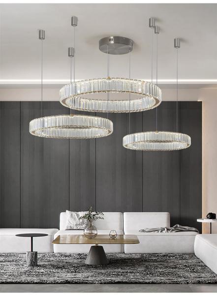 Modern Crystal Led Chandelier for Living Room Bedroom Crystal Ring Circle Chandelier(WH-CY-181)