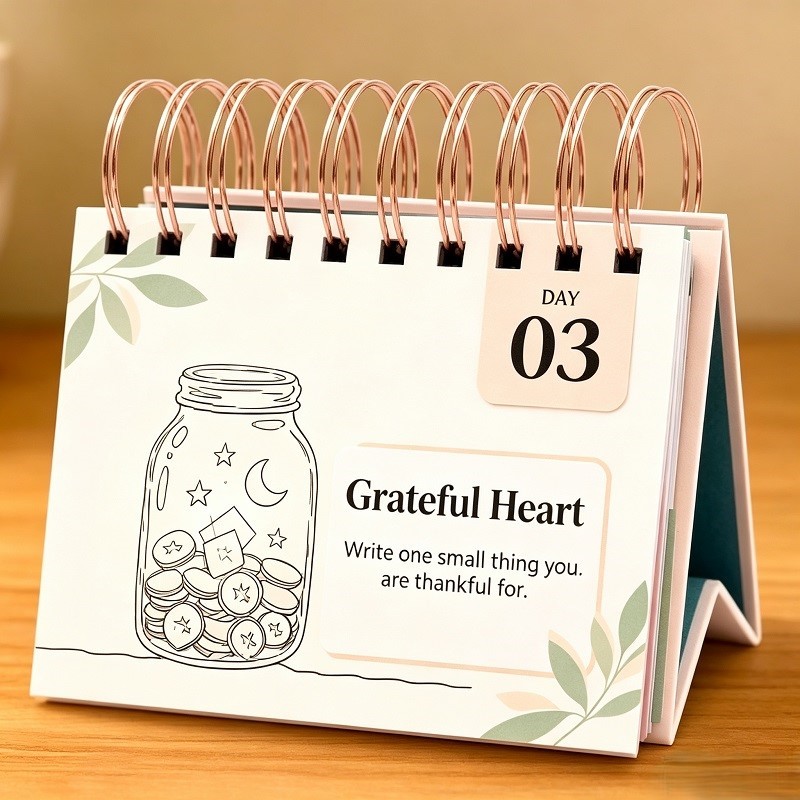 Mindfulness And Gratitude Daily Desk Calendar With Stand And Gift Box