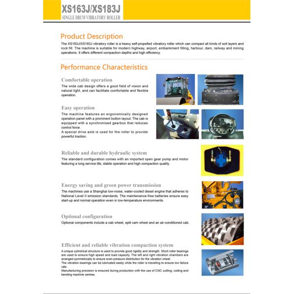 16t Earth Roller Compactor Machine / Yellow Road Maintenance Equipment