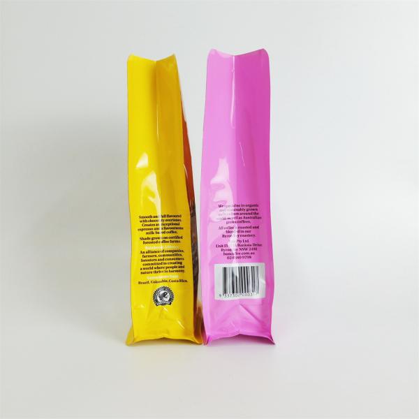 Flat Bottom Coffee Stand Up Pouch Glossy Finish Food Grade With Valve  250g