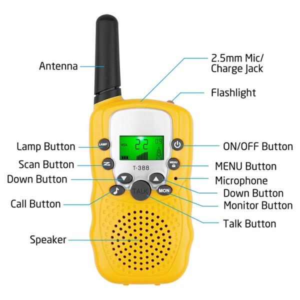 Pocket Radio Toy for Kids Long Range Transceiver Rechargeable 22 Channels Cartoon Design