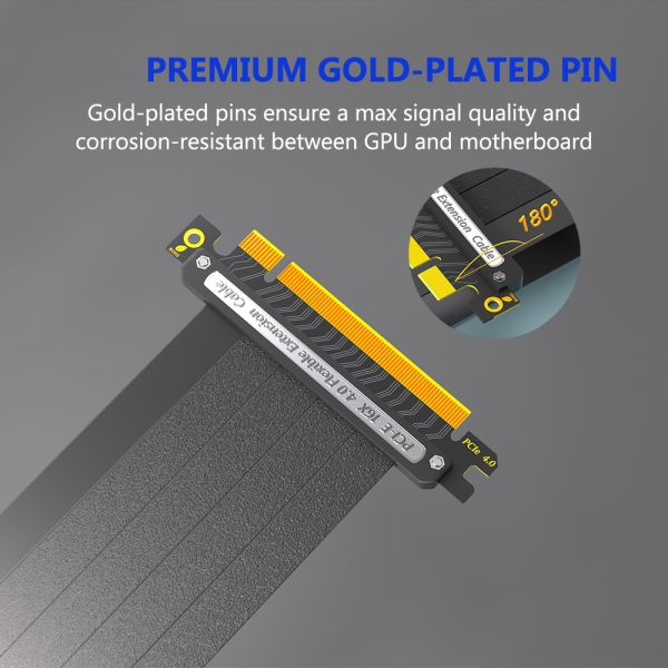 Customizable Length High-Speed PCIe 3.0 Riser Cable - Durable PCBA+Metal PCIe Graphics Extension Cable