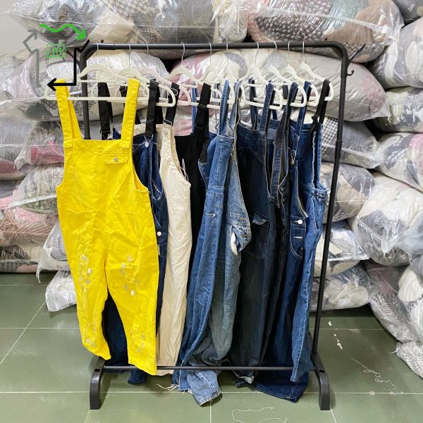 Second Hand Denim Wide Leg Pants Women's Used Drawstring Pants Mixed Colors