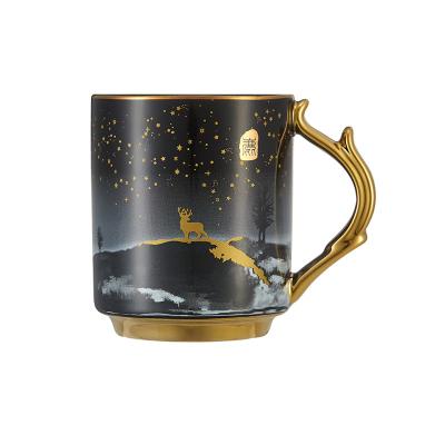 Prêt à l'expédition en stock tasses d'ancre tasses d'or avec logo sublimation fournisseur de tasses d'usine de céramique fourniture de tasses de café noir personnalité
