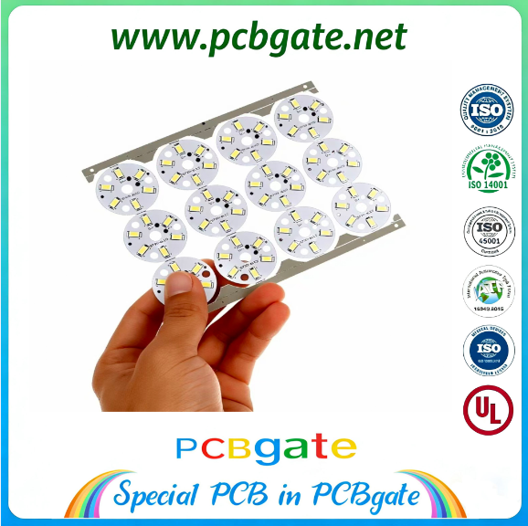 High Thermal Conductivity Aluminum PCB with Panelized Design and Standard Round Layout for LED Lighting