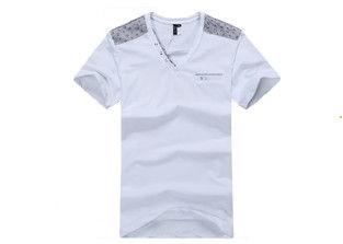 Summer V-neck Men's Printed T - Shirt Cotton Short Sleeve Business Outdoor Sports