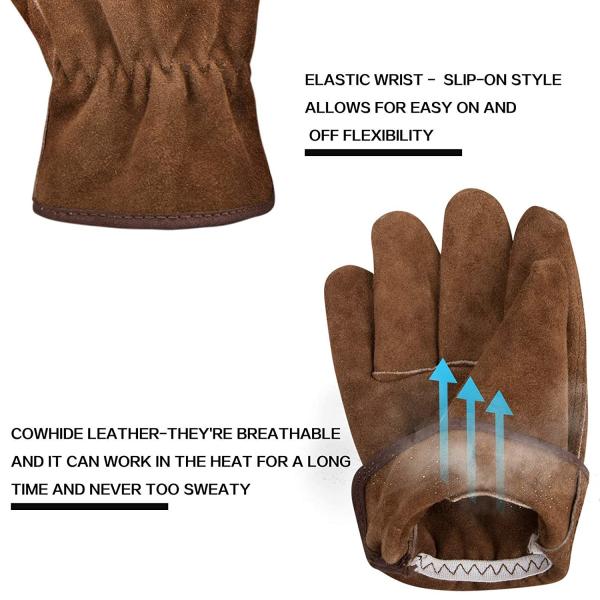 Cut Resistant Waterproof Oil Resistance Hand Leather Safety Gloves for Heavy Duty Work