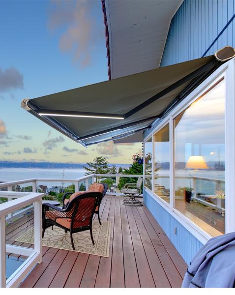 Outdoor Motorized Waterproof Retractable Awning Canopy Full Cassette Awning