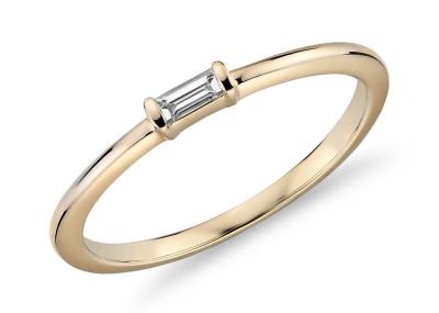 Baguette Cut 9K Gold Ring 2.0×4.0MM 0.11ct Weight Prong Setting Type