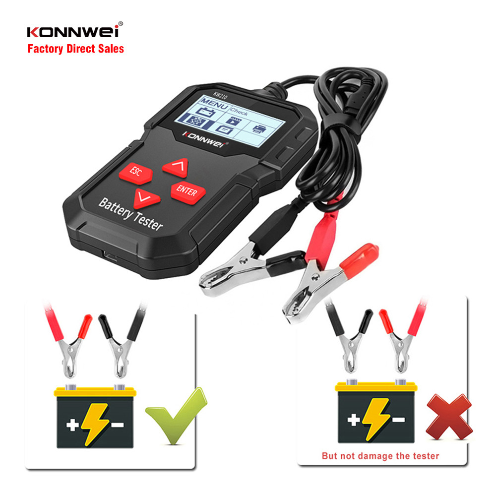 Тестера автомобильного аккумулятора 12V KONNWEI KW210 анализатор 100 батареи автоматического умного автоматический к данным по печати подъема 2000CCA через ПК