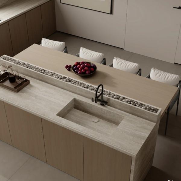 Kitchen Cabinet Supplier Handleless Wood Veneer Kitchen Cabinet