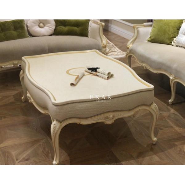 2019 New Design Antique Solid Wood With Fabric Elegant Luxury Coffee Table