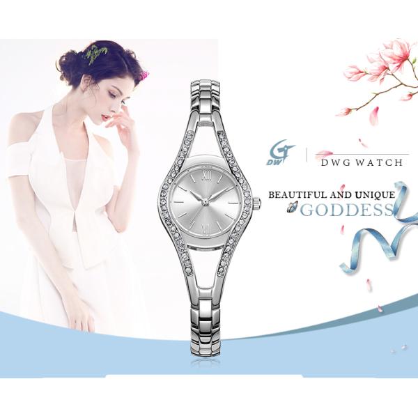 Waterproof Silver Quartz Watch Quartz Seiko Movement Alloy Metal