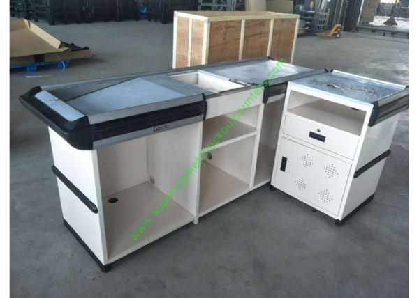 Supermarket  Counter Desk Cold Rolled Steel Shop Furniture Cashier Desk