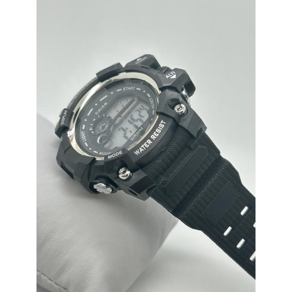 Quartz Digital Sports Watch Waterproof With Black Silicone Band