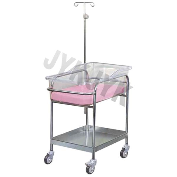 304# Stainless Steel Hospital Infant Bassinet Baby Trolley Bed Crib Anti Bacterial