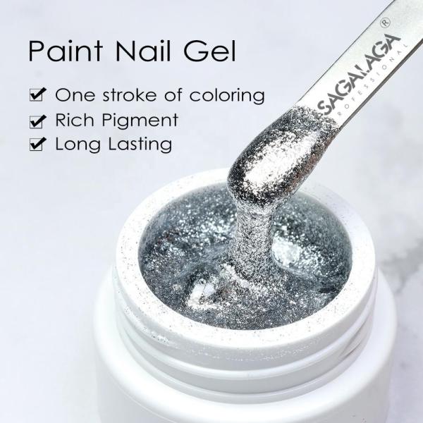 Holographic Glitter Paint Painting Gel Set LED Lamp 30s Cure Time for 24PCS RTS MOQ Art Uv No Wipe Drawing Nail Beauty
