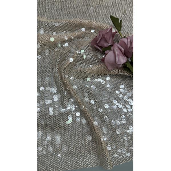 Leafy Luxury Sequin Lace Embroidered Fabric Elegant And Breathe For Evening Occasion
