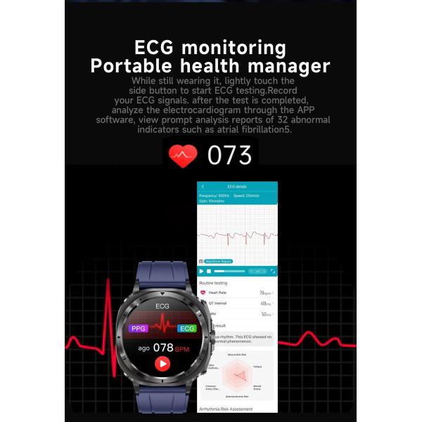 ET492 Blood Pressure Blood Oxygen Smart Watch With Emergency SOS