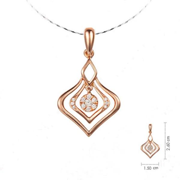 Hot Sale Women Rose Gold Diamonds Heart Shape Pendant Necklace (GDN007)