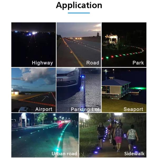 8 LED Pavement Solar Powered Road Markers Underground For Road Traffic Safety