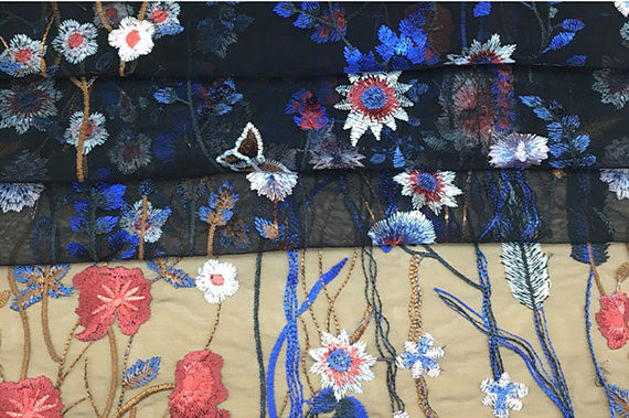 Ткань шнурка сетки 100% полиэстер тяжелая флористическая вышитая для платья костюма ДИИ