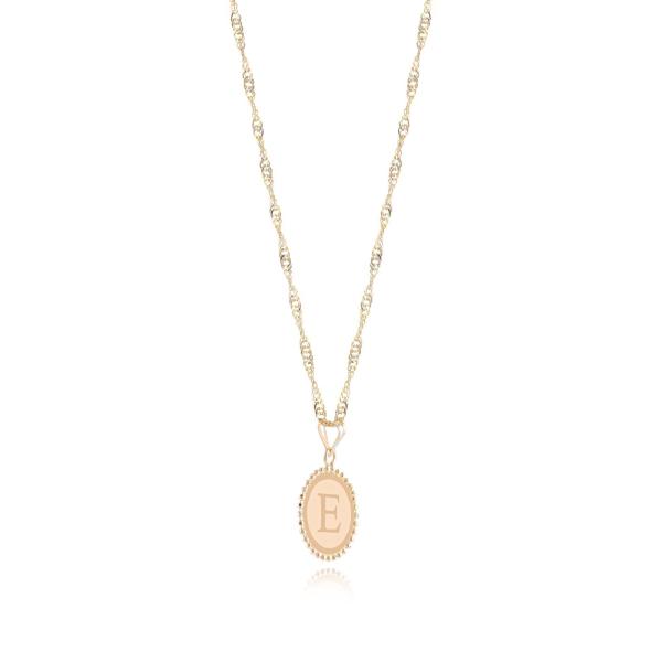 18K Gold ‘E’ Pendant Necklac