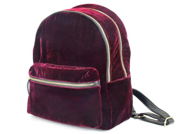 Velvet Casual Lightweight Nylon Backpack , Flannel Ladies Mini Backpack With Mochila Zipper