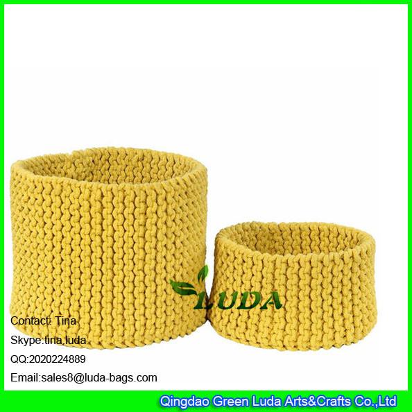 LDKZ-033  Pure color storage basket hand knitted home storage basket large laundry basket