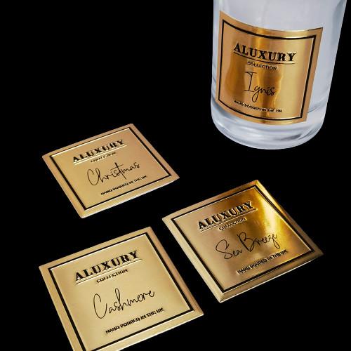 Metallic Luster Perfume Logo Sticker metal Labels Hot Design Metal 3D Embossed Label