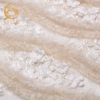 Отбортованная ткань шнурка MDX Bridal белая французская вышила ширине 140cm