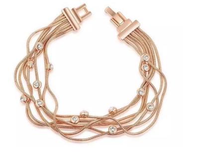(B-125) Fashion Design Rose Gold Plated Link Chain Bangel Bracelet for Women Gift