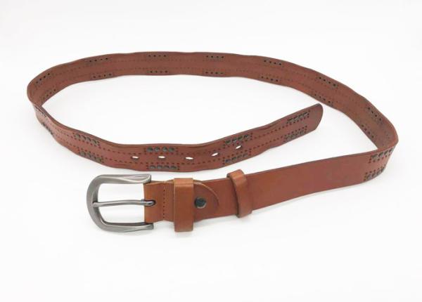 Double Side 5mm Studs Womens Studded Leather Belt 178g Weight Light Brown Color