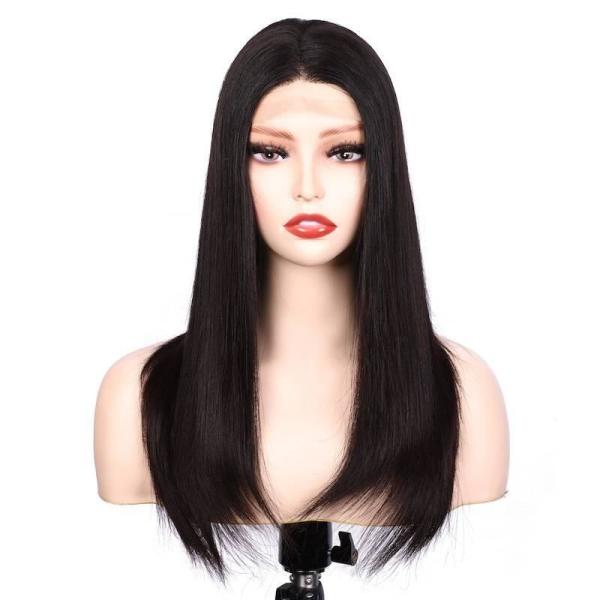 Texture de cheveux raides de 14 pouces avec une ligne de cheveux naturelle et des baby hairs