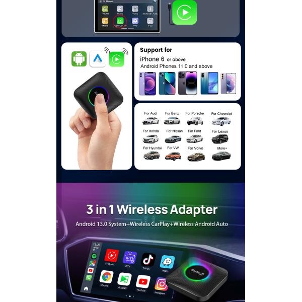 Android Box Cpc200 Tbox Ambient Wireless Adapter Carplay Usb 4G 64Gb Up To 512Gb Android 13 SDM660  Dongle Youtube Netflix Ai Tv Box
