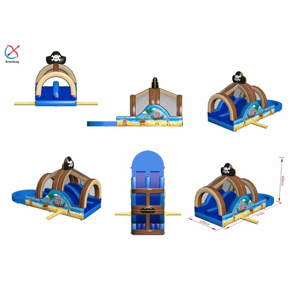 Custom Pirate Theme Inflatable Water Slide Commercial PVC Inflatable Castle Party