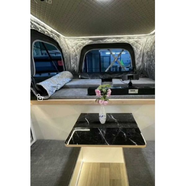 Off-road Overland Camping Pod Aviation Aluminum Pop-up Pickup Camper with Electric Lift Roof Tent Rip-stop Canvas