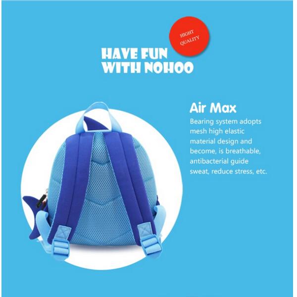 Preschool Children School Backpack Cute Shark Shockproof Customized