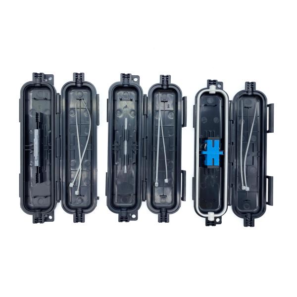 YINGDA 1In 2 Out  2Cores Fiber Optic Protection Box Black ABS Material For Mechanical Splicer