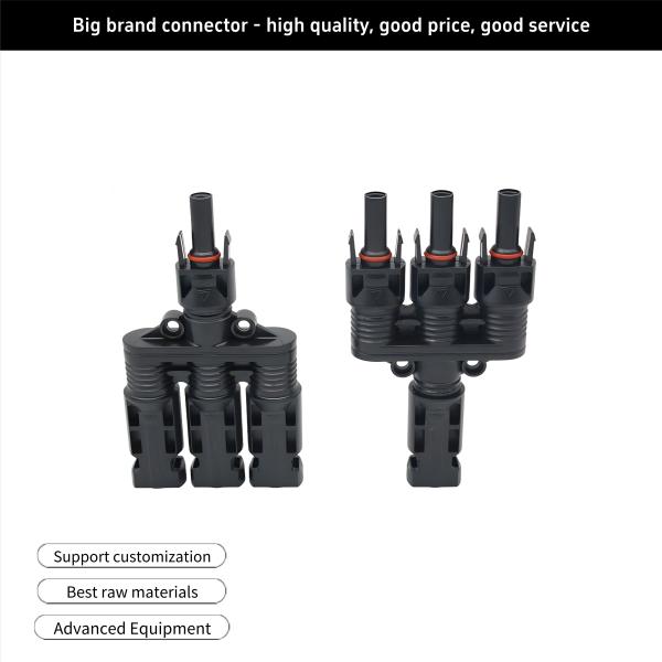 One In Three Waterproof IP68 Solar Panel Cable Connectors , Solar Connectors Photovoltaic Connectors