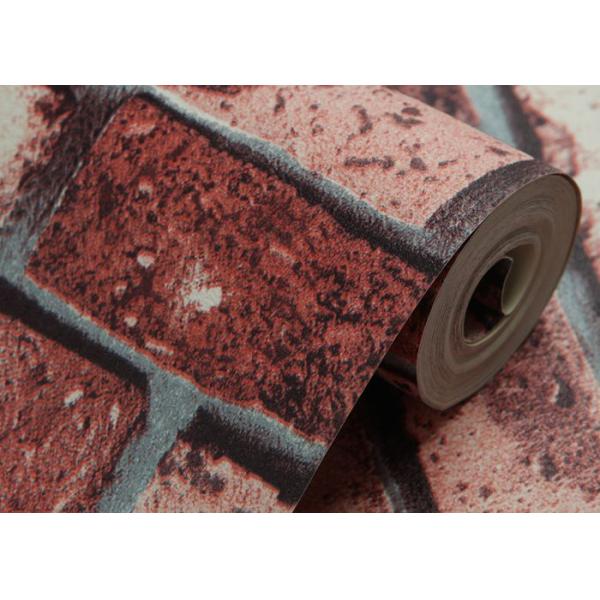 3D Vinyl Brick Effect Wallpaper For Bedroom / Coffee Shop , Removable Brick Wallpaper