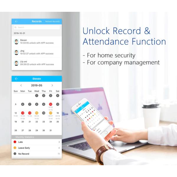 Алюминиевый отпечаток пальца App Control Door Lock Bluetooth водонепроницаемый IP65
