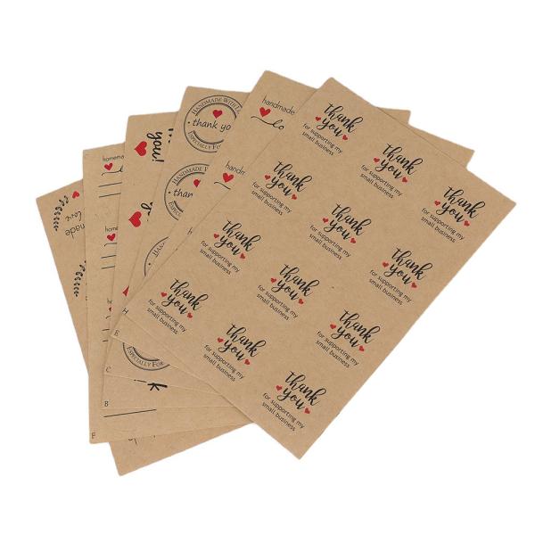 Kraft Paper Thank You Packaging Stickers Sheet Waterproof Custom Printing