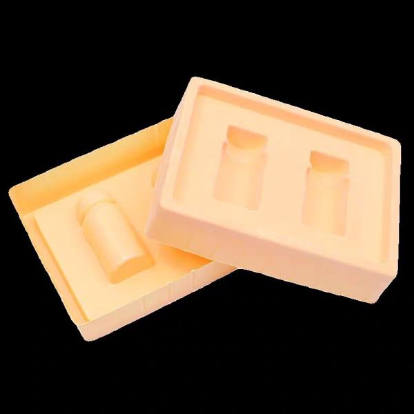 Customized disposable PP pet PVC PS flocking plastic black/white plastic vacuum tray for cosmetics