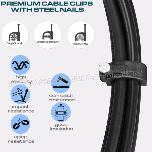 Скобы для кабеля черные K-типа 100шт., круглые крепление кабеля 4мм~32мм для кабеля RG6, RG59, RJ45, кабеля Ethernet