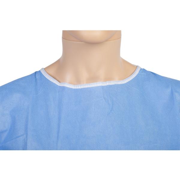 Reinforced 35gsm Sms Isolation Gown Blue Knit Cuffs Operation Coat
